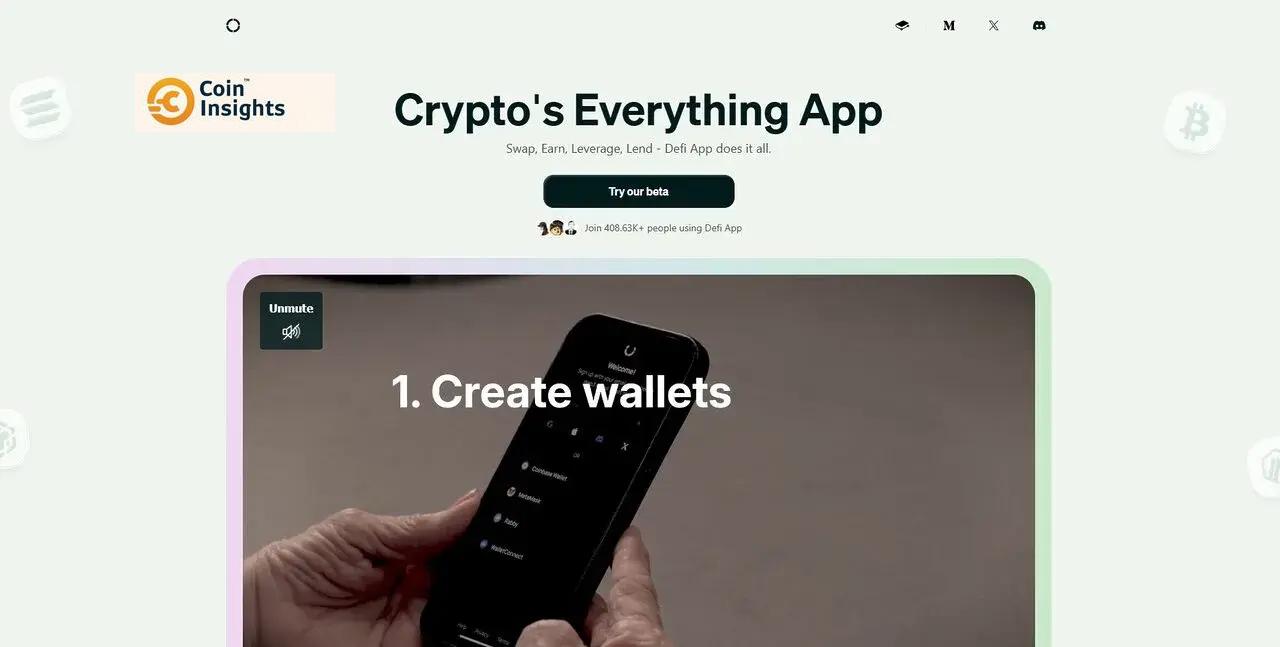 Giao diện của Defi.app - sáng tạo và tiện dụng