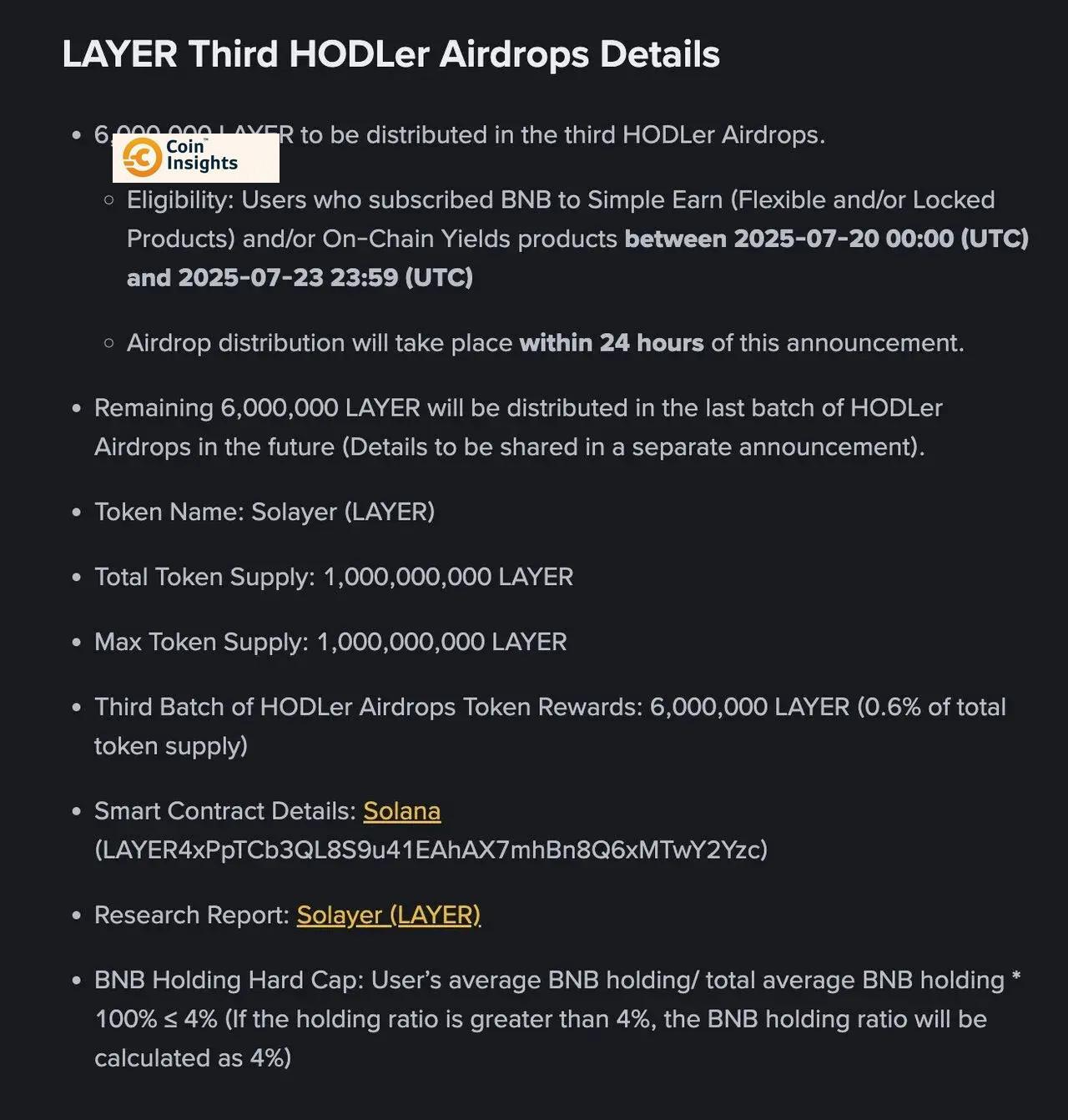 Biểu đồ phân bổ Airdrop Solayer